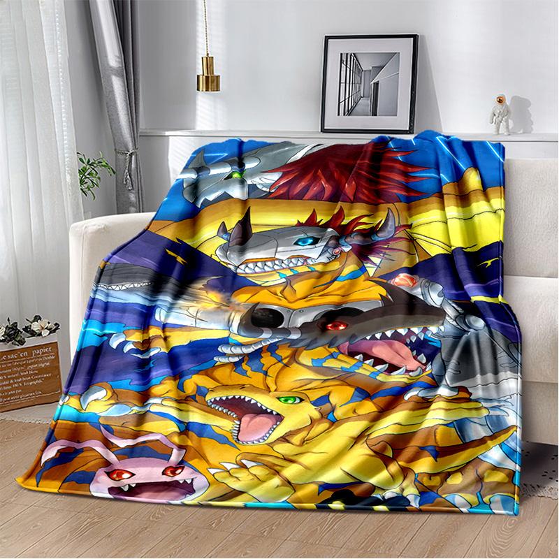 Cartoon Digimon Adventure Monster Soft Plush Blanket,Flannel Blanket Throw Blanket for Living Room Bedroom Bed Sofa Cover Child