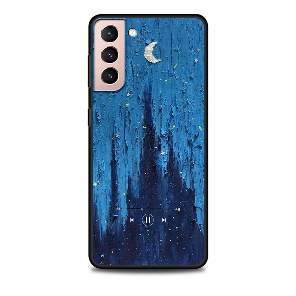 Etui Art Retro Olej Malowanie Kwiaty do Samsung Galaxy S22 Ultra Telefon Pokrowiec S21 S20 FE S10 S9 S8 Plus S10e S7 Edge Czarny Miękki