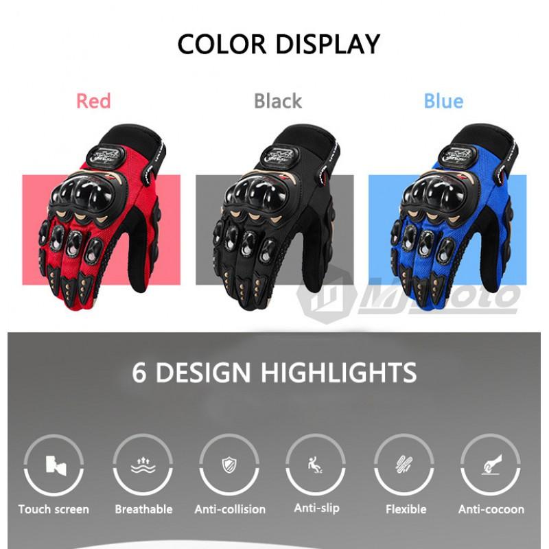 Mens Motorcycle Riding Gloves Sport Bike Off-Road Commuting Anti-Slip Impact Protection Breathable Knit Short