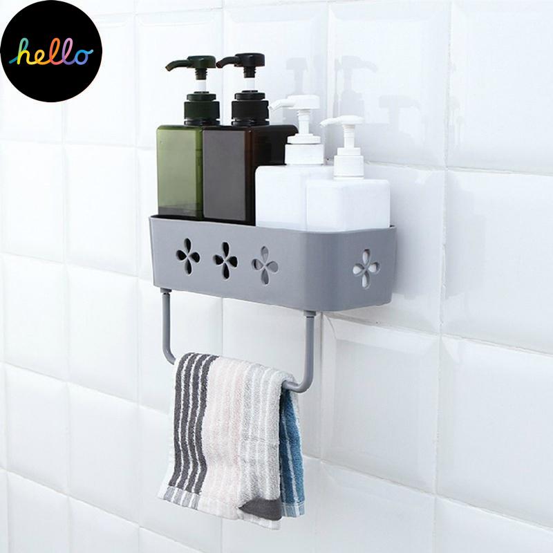 Suport de depozitare pe perete de baie Organizator tip stick Raft de duș Coș Depozitare suport pentru șampon pentru baie