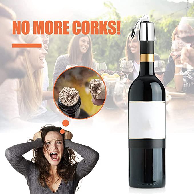 Reusable Stainless Steel Wine Bottle Stopper With Silicone Plug