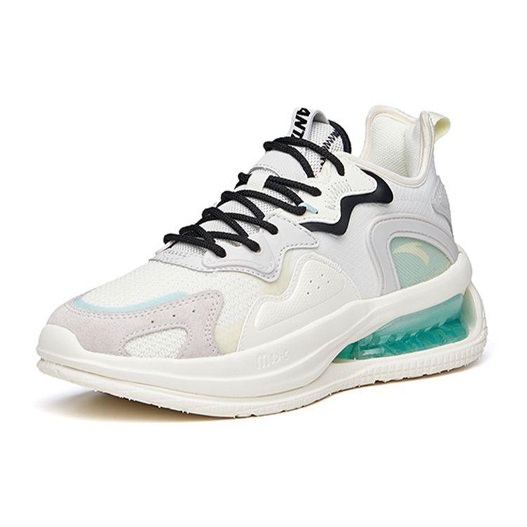 Anta Fabric Synthetic Leather Jelly Gel Trendy Wear Resistant Lightweight Low Top Casual Shoes Women Casual Shoes White Gray Green 122138812-5