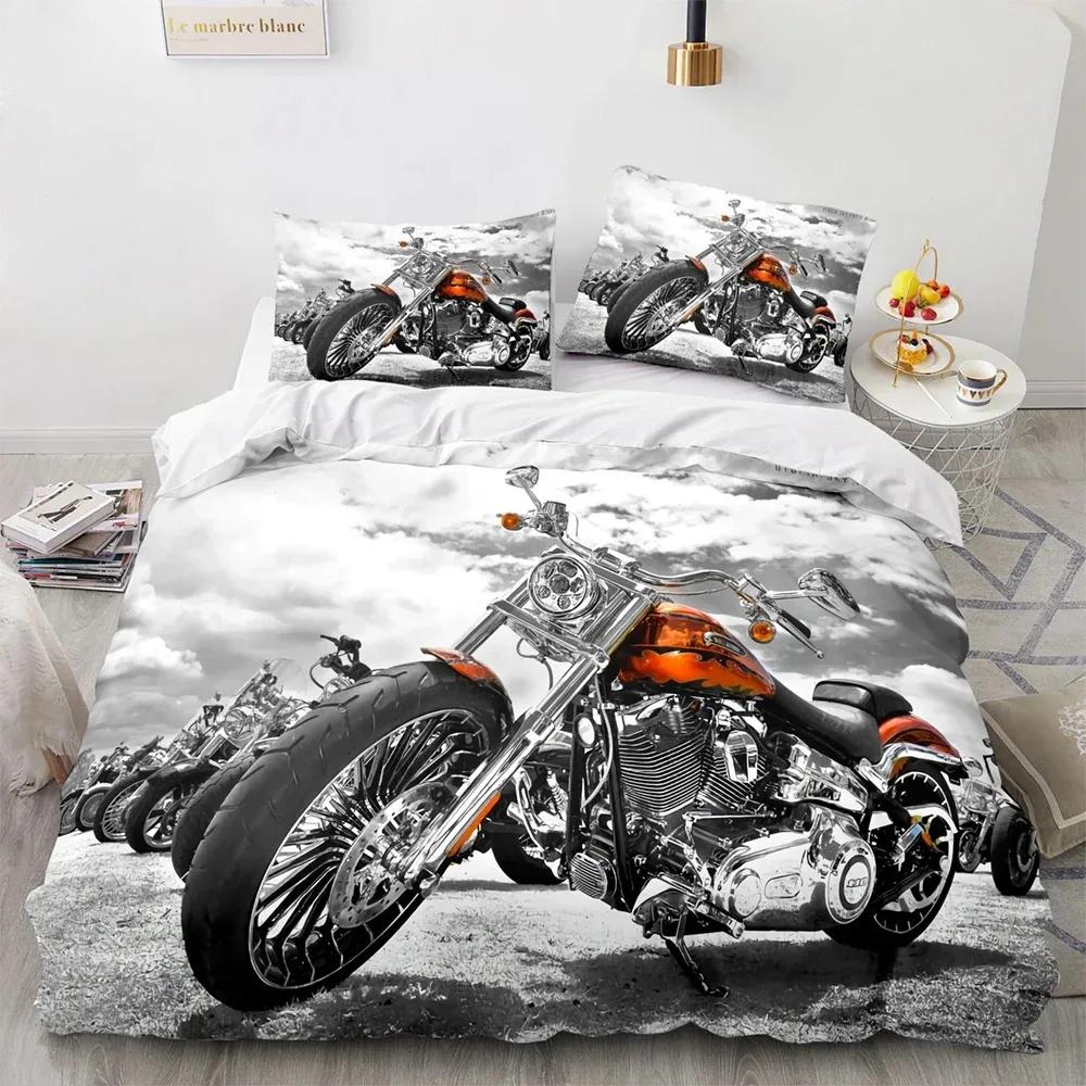 Neues klassisches Motorrad Bettwäsche Set Einzelbett Twin Full Queen King Size Ritter Bettset Erwachsener Kind Schlafzimmer Bettdeckenbezug Sets 3D Druck