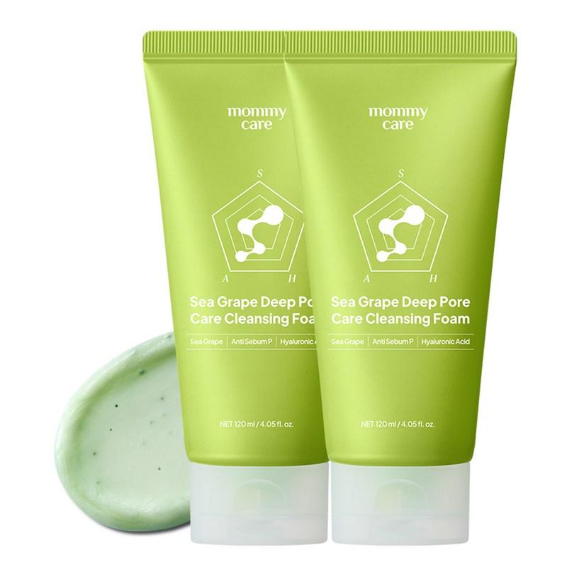 Mamicare Sea Grape Pore & Sebum 99% Improvement, Blackhead Removal, Mildly Alkaline Teen Acne Foam Cleansing, 120ml, 2 pcs