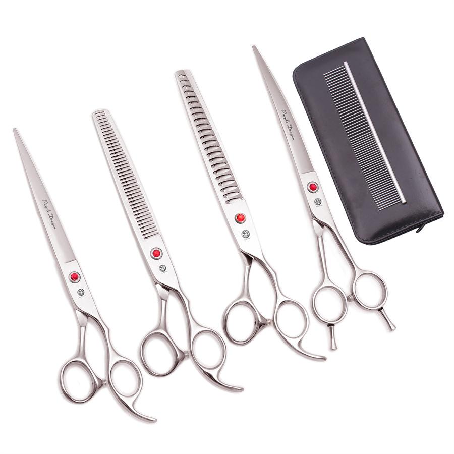 

8-Inch Pet Scissors Set, Straight Flat Scissors, Fish Bone Teeth, Double Tails, Curved Scissors, Golden Retrievers, Dog Grooming Tools Z3005 (double tail)