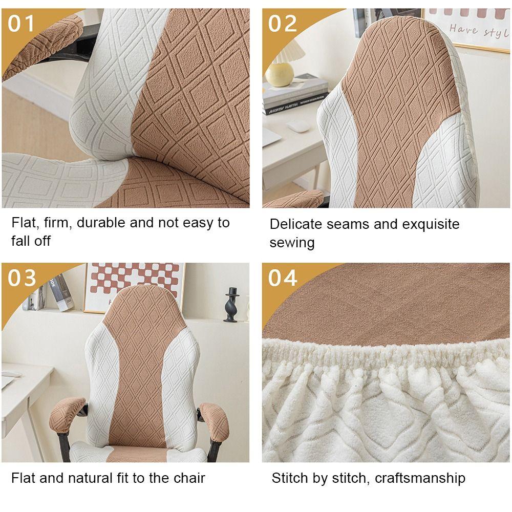 1Set Elastic Stretch Gaming Chair Cover Fleece Jacquard Office Computer Chair Chair Cover Set Dustproof With Armrest Cover