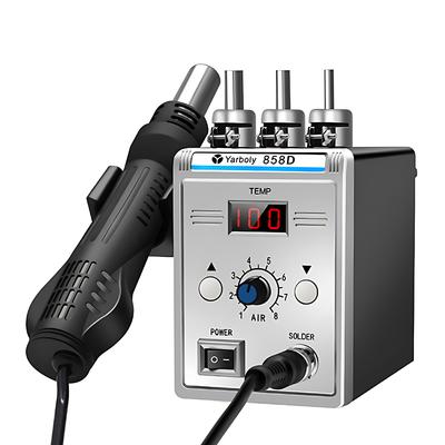 858D Soldering Station with Hot Air Gun and 3 Nozzles Digital LCD Display 700W Soldering Iron Kit