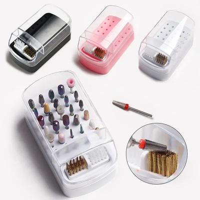 30 Holes Nail Art Drill Storage Box Grinding Polish Head Bit Holder Display Nail Drill Bits Organizer Nail Stand Manicure