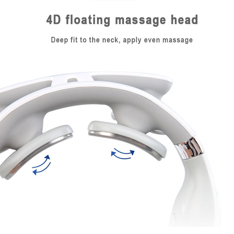 4-head Cervical Massager Strength Adjustment USB Charging Intelligent Voice Heating Neck Massager Neck Care WhiteColor@@white