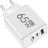 65W USB GaN Charger 3 in 1 PD Type C Fast Charging Mobile Phone Power Adapter for IPhone 15 Xiaomi Samsung Oneplus EU/US/KR Plug