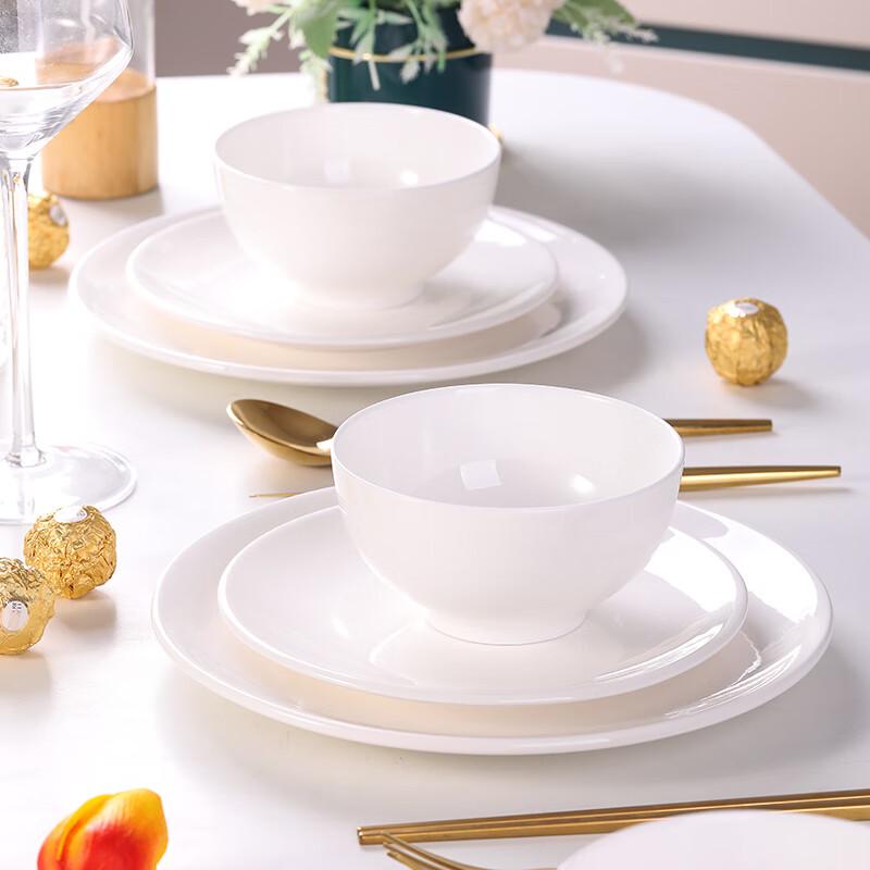 Shanyufu Pure White Ceramic Dinner Plates
