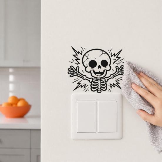 jijijing Halloween Skeleton Light Switch Sticker, Electric Decal, Removable Decals, PVC Waterproof Wall Art for Home Bedroom Living Room Entrance