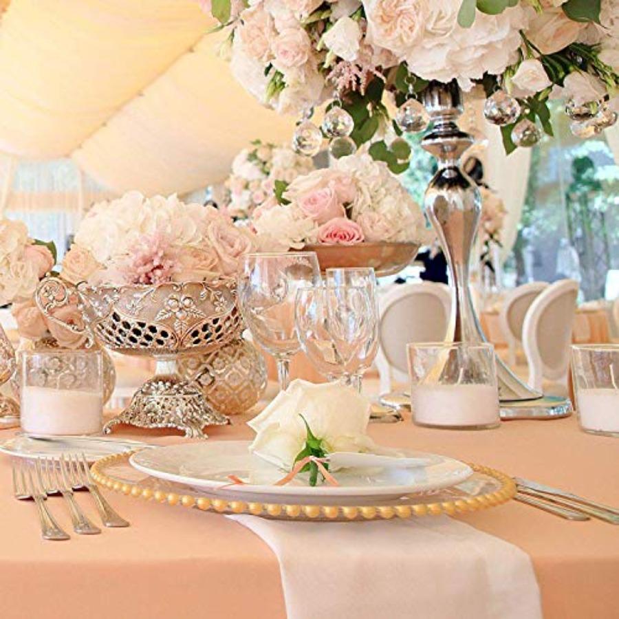 Gold Beaded Round Glass Dinner Plate Chargers with Wedding Decor Placemats Set of 24