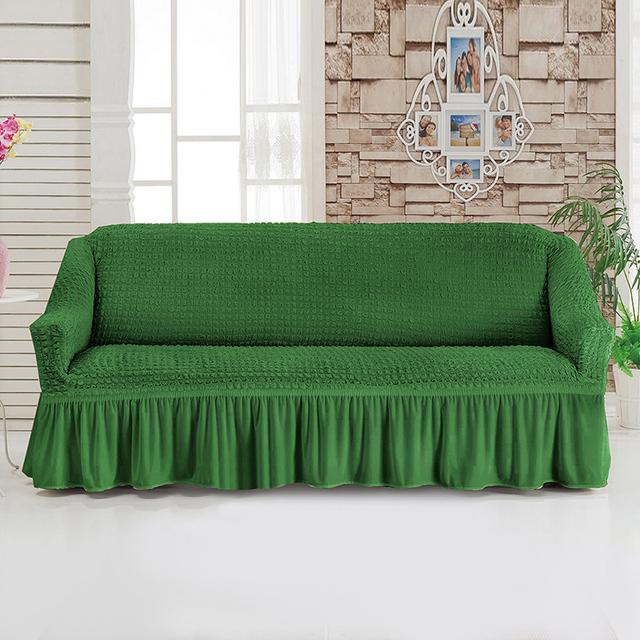 Universal Sofa Furniture Slipcover With Skirt Fitted Couch Cover For 1 /2 /3 /4 Seaters ,Washable Top Elastic Durable Seersucker Material