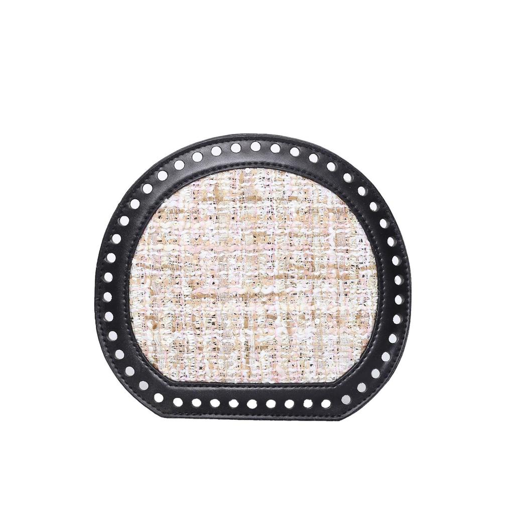 HyunA DIY Semi-Circular Knitted Bag Base with Leather Plate, 19x17cm, Handbag Accessory