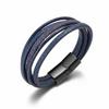 Multi-layered Navy Leather Bracelet 19cm