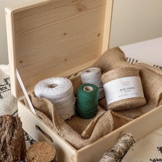 Boîte De Rangement En Bois - Creative Deco - 40x30x14cm - Naturel Non Peint - Couvercle Et Poignées - Mixte