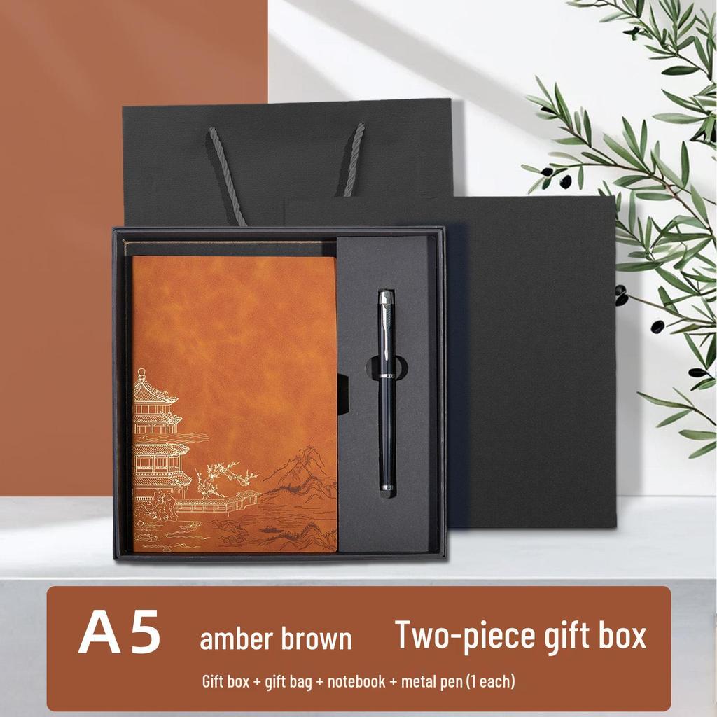 Chinese Style Soft Leather A5 Notebook - High-Quality Diary and Office Meeting Minutes Book