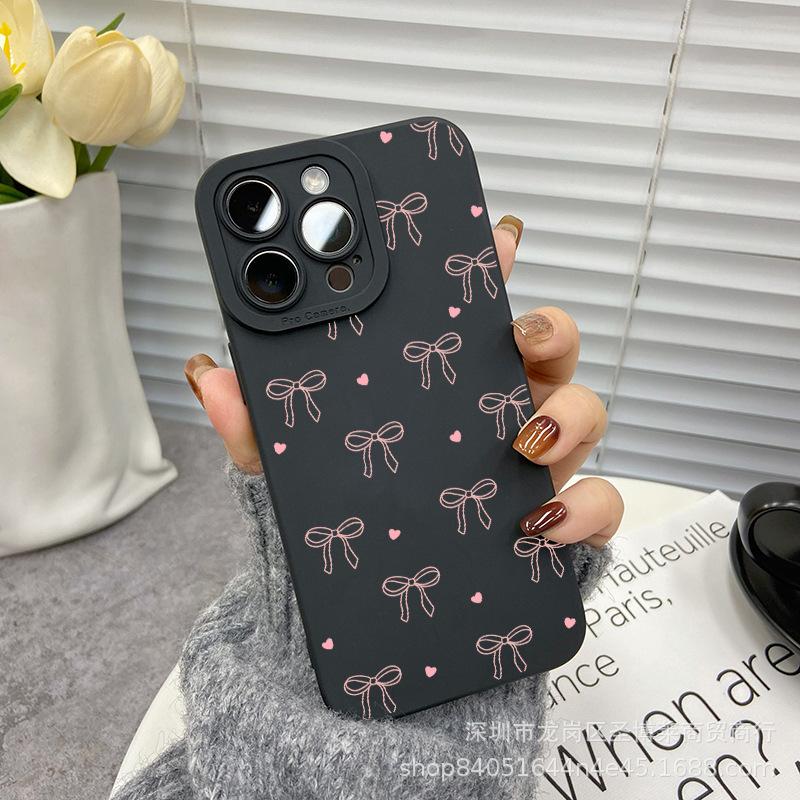 Pink bow for Apple 15 mobile phone case iphone12promax set 14/13/11/XSMAX pupil eye 16