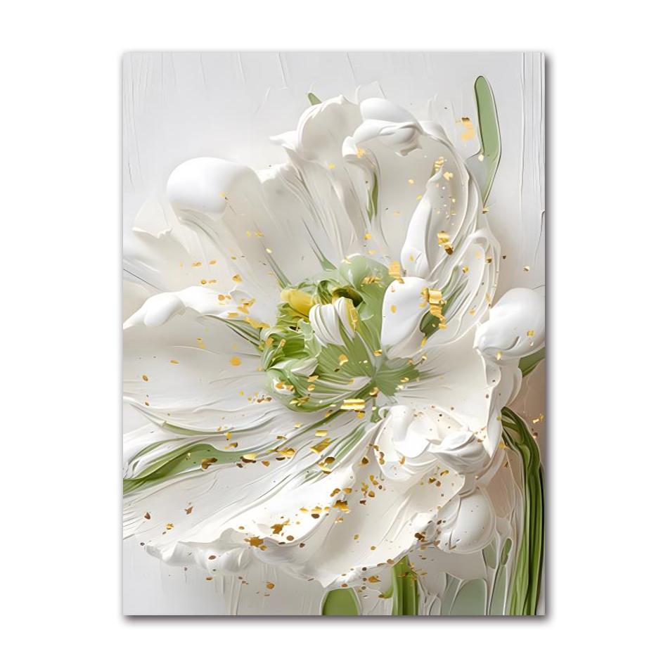 Abstract White Gold Flowers Canvas Modern Nordic Plant Posters And Prints Wall Art Pictures For Living Room Home Decor