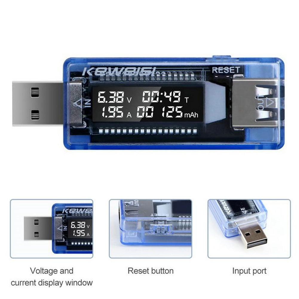 

USB current and voltage charger capacity tester USB 3-20V charger power meter Blue
