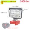 Wireless LED Work Light 4inch  34LED 5400LM Dual USB Port for Milwaukee Cordless M18 18V Battery