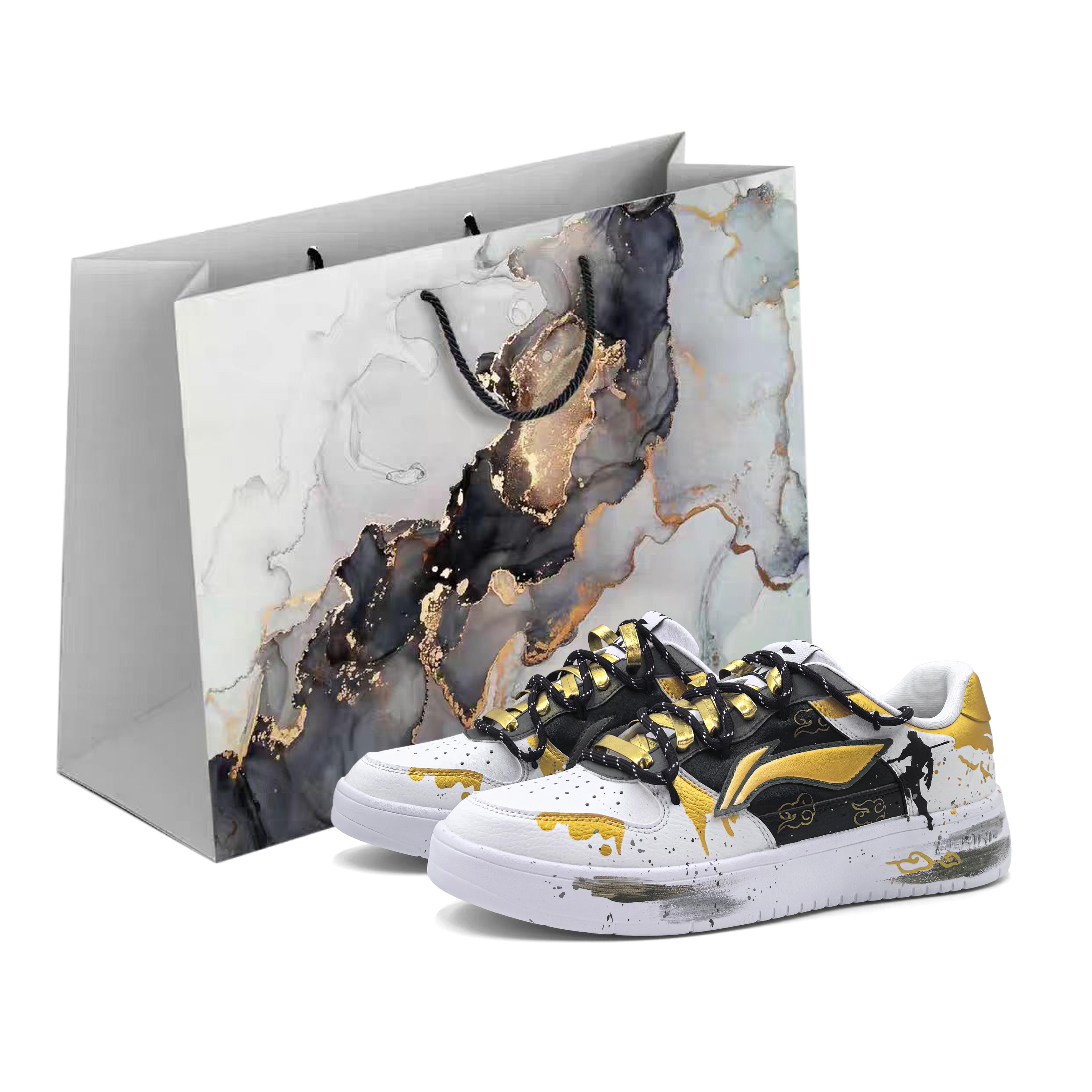 

Li Ning Скользящая лодка Нескользящие Устойчивые к истиранию Низкие Скейтбордические кроссовки Мужские Черный Золотой AGCS419-1(Team551-S-BOX) 46