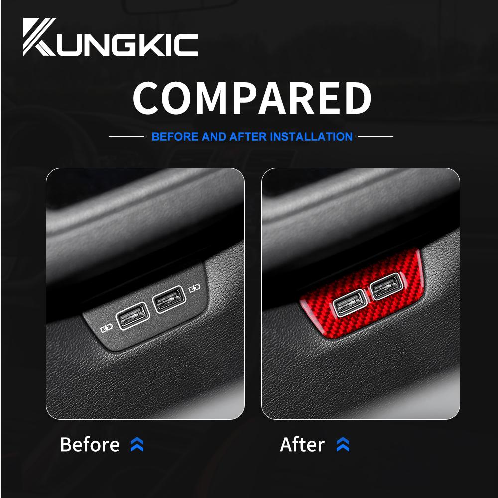 Carbon Fiber Style Interior Sticker for Volkswagen VW Golf 8 MK8 2020 2021 2022 2023 Rear USB Frame Interior Panel