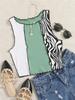 Tank Top Phumee Cropped Zebra Pattern Colorblock A0713