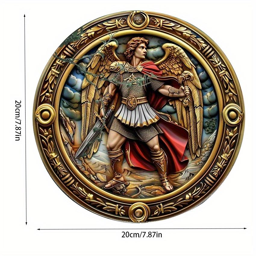 

2d Плоский 20*20см, Воїн-Ангел, Міфологічний Воїн Дерев яне Настінне Мистецтво Декоративна Вивіска Табличка, Традиційний Стиль, для Дому, Кухні, Спальні, Бару. 20x20cm