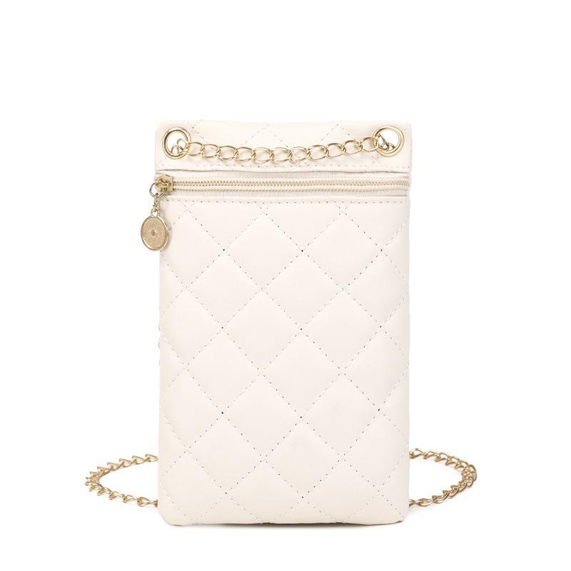 Women's bag, new rhombus embroidered mobile phone bag chain, small square bag, one shoulder messenger women's bag.