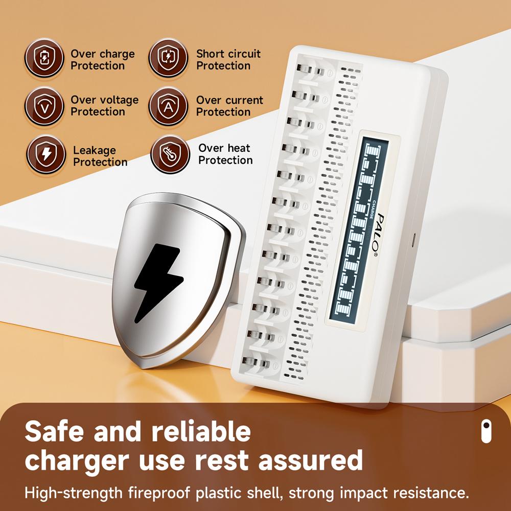 PALO 4-40 ks dobíjecích AA+AAA 1,5V Li-ion baterií 3500+1300 mWh HR6 HR03 baterie s 12 sloty LCD USB 1,5V Li-ion nabíječka baterií