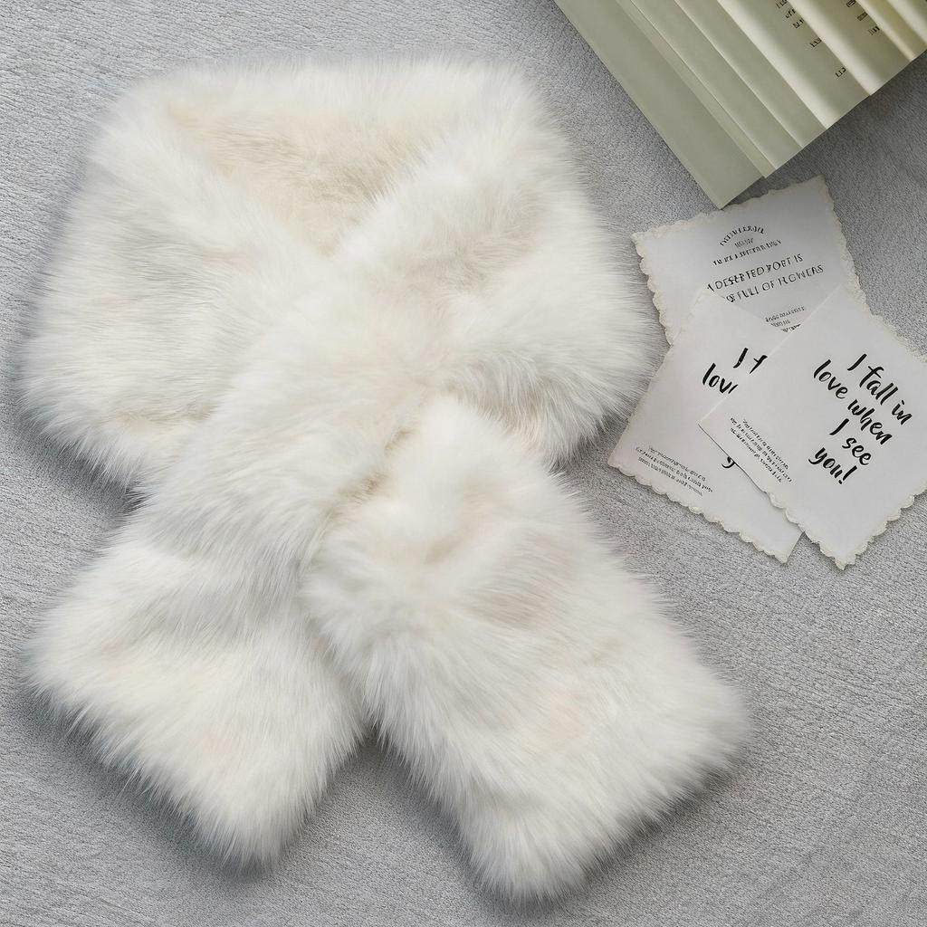 Korean Winter Faux Rabbit Fur Scarf Women Girls Scarf Soft Plush Scarves Solid Color Neck Collar Warmer Stuff Christma Gift