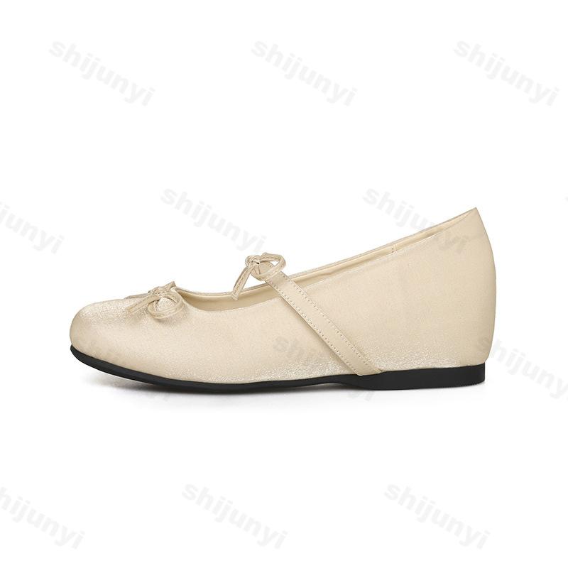 Fashion Elegant Square Head Bow Designed Casual Mary Jane Shoes for Women 2025 Spring New Shallow Mouth Comfortable Chunky Single Shoes
