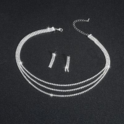 Fashion Two-piece Jewelry Set Exquisite Elegant Ladies' Rhinestone Necklace Minimalist Fashion Earrings