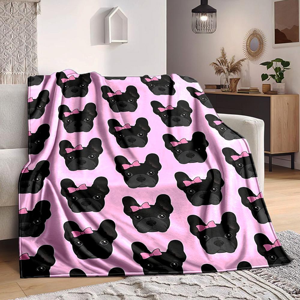 

1pc French Bulldog Blanket Warm, Cozy, And Soft, Suitable for Sofas, Beds, Cars, And Office Use.Perfect for Camping And Travel, Making It a Great Gift 100x150cm