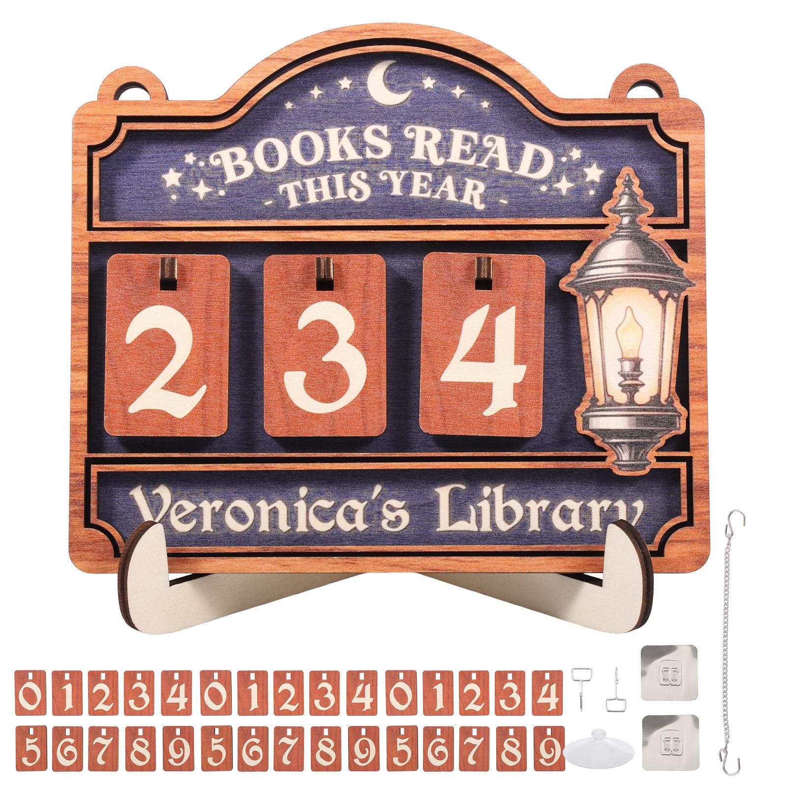 Book Read This Year Counter Reading Tracker Sign for Home Library Decor Bookshelf Ornament Present for Librarian Reader Teacher