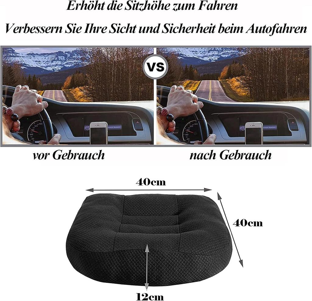 Height Boosting Seat Cushion, Ergonomic Support, Comfort Foam, Portable, Breathable