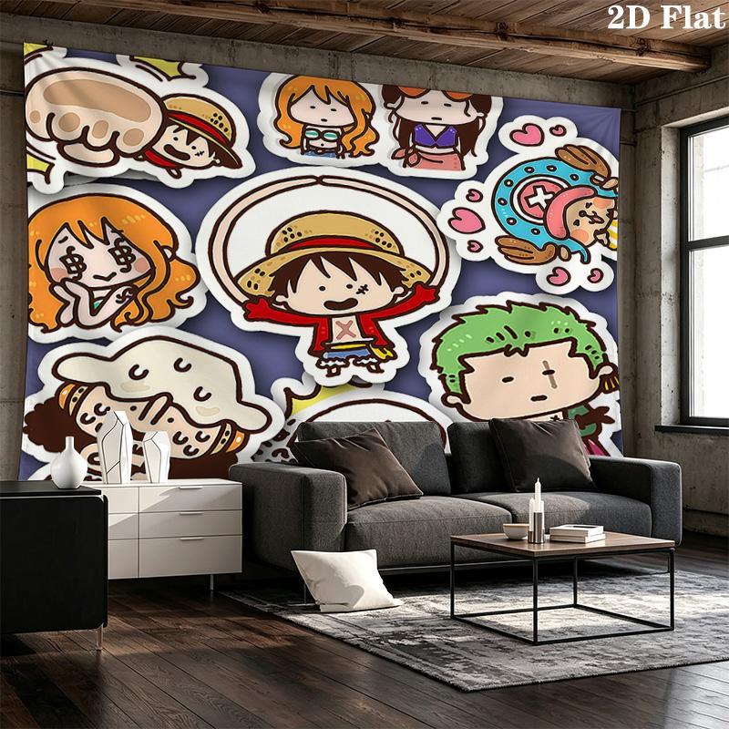 One Piece Monkey D Luffy Vægtæppe Æstetisk Vægophæng Trykt Stof Tæppe Dekorative Vægtæpper Til Soveværelse Stue Boligindretning