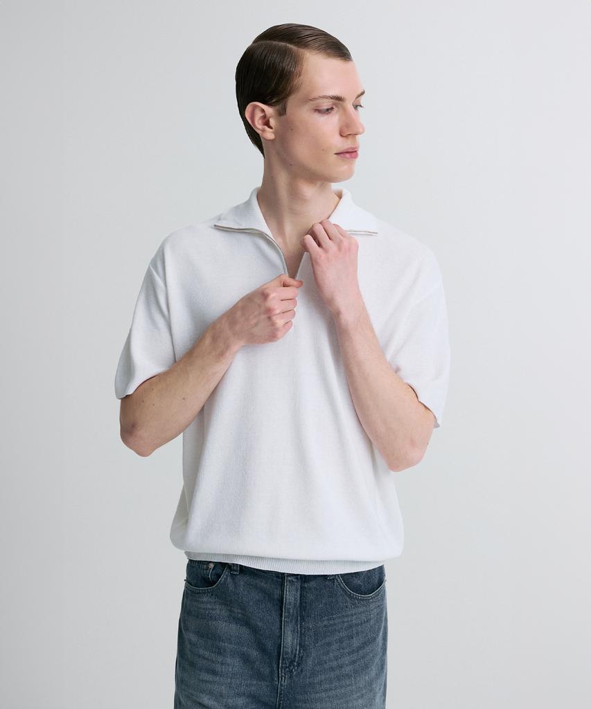 Liimaen Quarter-Zip Knit Polo Shirt White