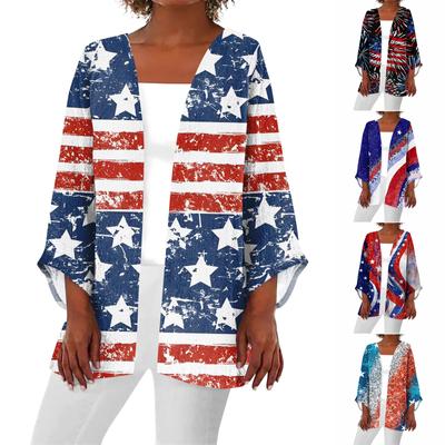 Lässiger, modischer, bedruckter, leichter, mittellanger Jacken-Cardigan für Damen