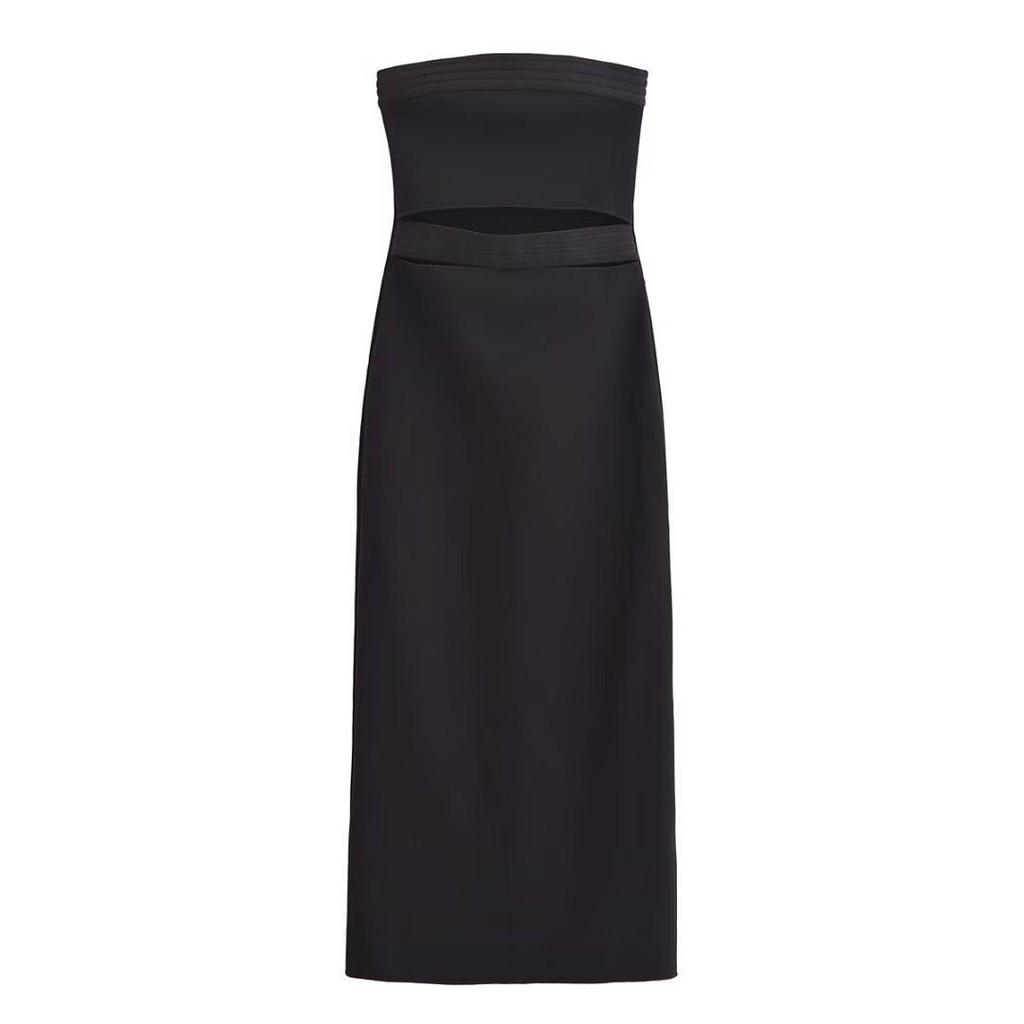 2025 Spring Women's European & American Style Open Shoulder Straight Neck Dress