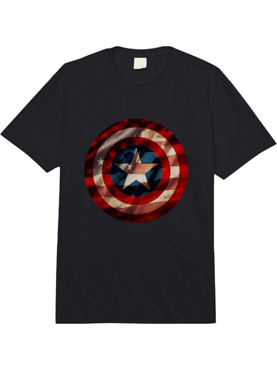 Marvels Comics Captains Americas Graphic Flag Fill Shield Comforts Colors Adult Heavyweight T-Shirt S разноцветный