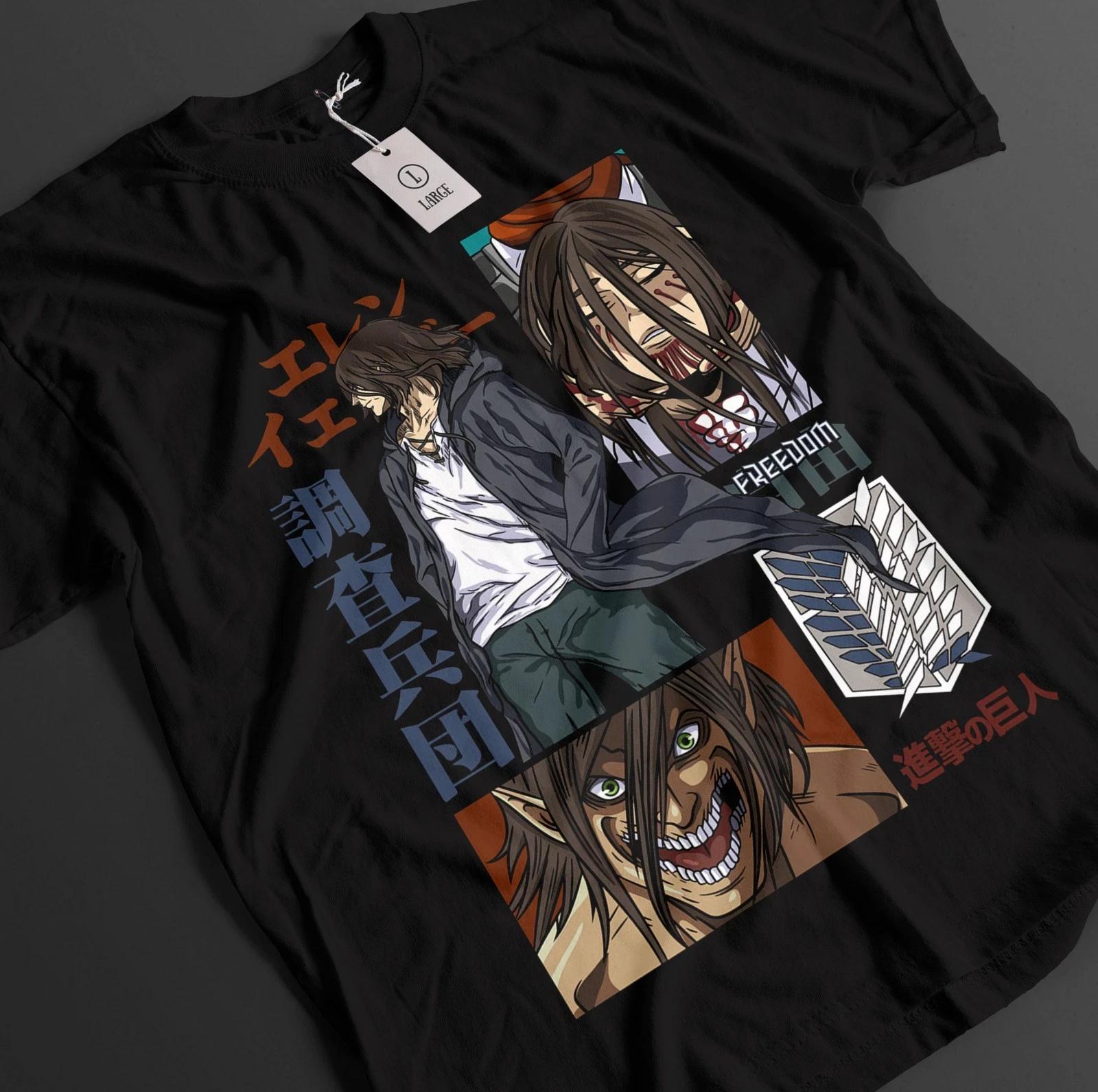 

Футболка Атака Титанов Эрен Йегер Футболка AOT Футболка Аниме Унисекс Графическая футболка L