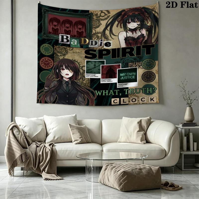Date Live Wall Tapestry Aesthetic Wall Hanging Printed Fabric Blanket Decorative Tapestries For Bedroom Living Room Home Decor