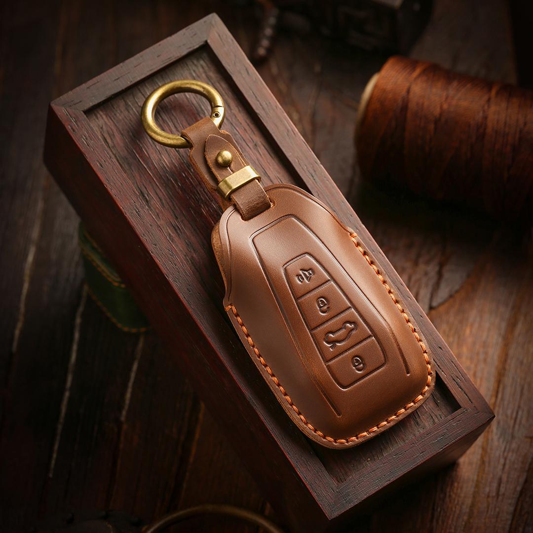 

[Proton] Car Key Cover Cowhide Handmade Suitable for L3L5X50X70 4 keys -horn чорний