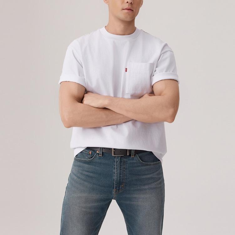 Levis Simple Comfortable Knitted Casual Round Neck Short Sleeve T-Shirt Men Tops 004ZS-0000