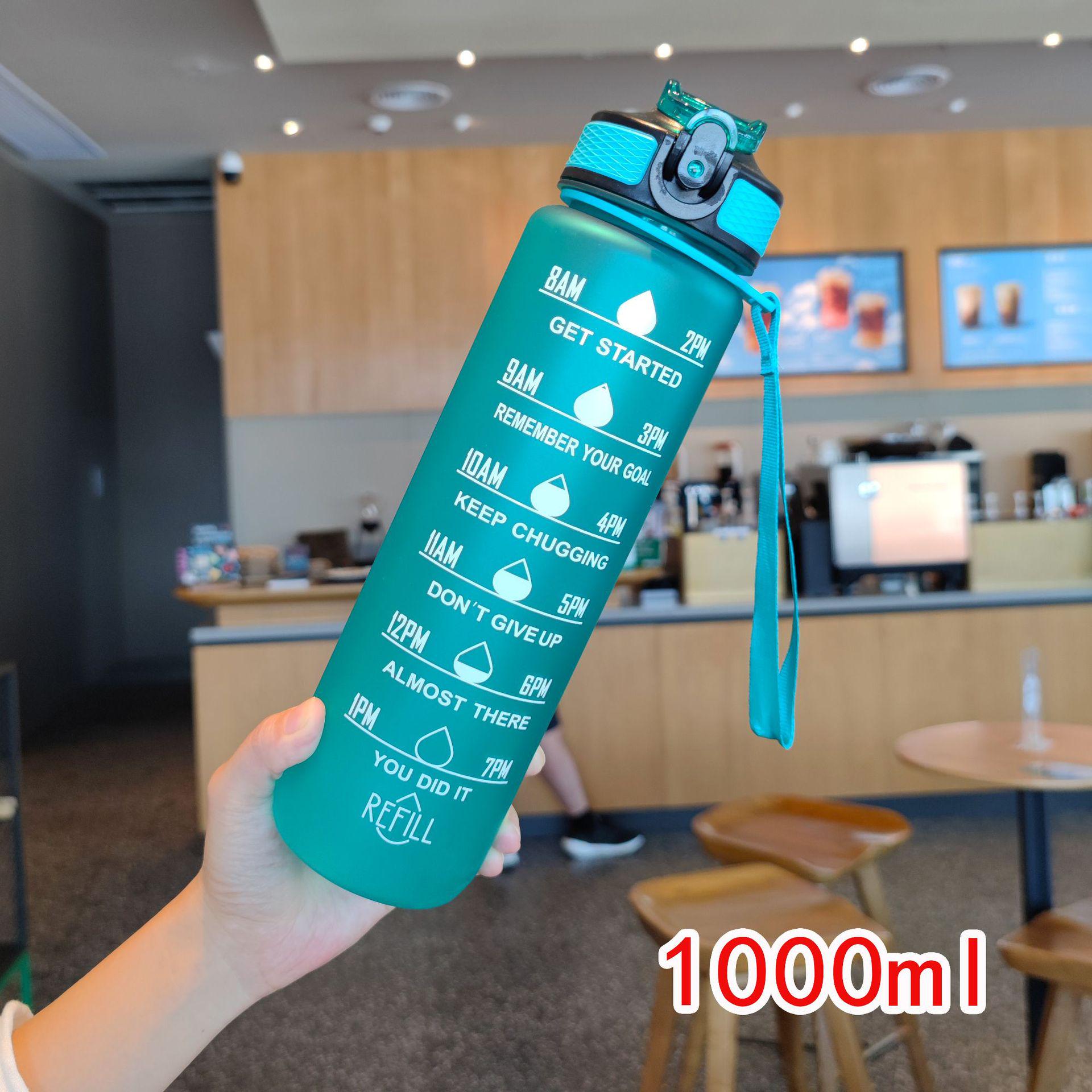 

New Gradient Duckbill Straw Water Cup - 1000ml Solid Color, Portable with Handle, Adult Plastic, One Piece. 1000ml