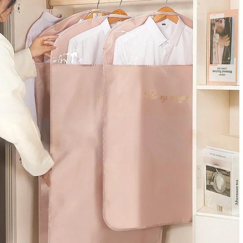 Satynowy Pokrowiec na Ubrania Pokrowiec Wiszący na Sukienkę Ochraniacz na Garnitur Płaszcz Torba do Przechowywania w Szafie Satynowy Pyłoszczelny Organizer na Odzież Sukienkę