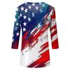 Womens V Neck 34 Sleeve Loose Fit Casual Blouse Flag Print Top Seven Quarter Sleeve Shirt for Daily Wear